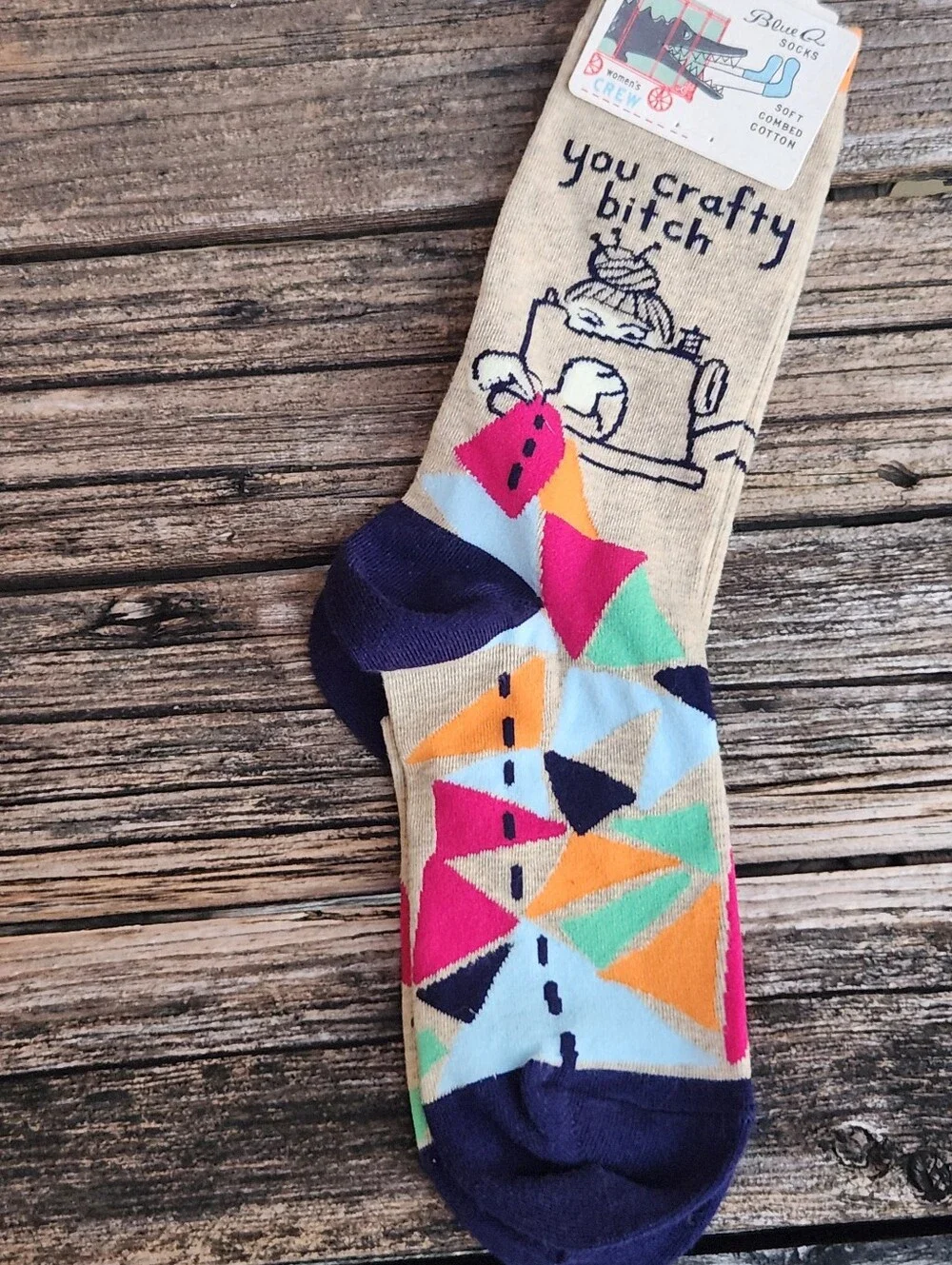 You Crafty B*itch Novelty Snarky Womens Socks New Blue Q New